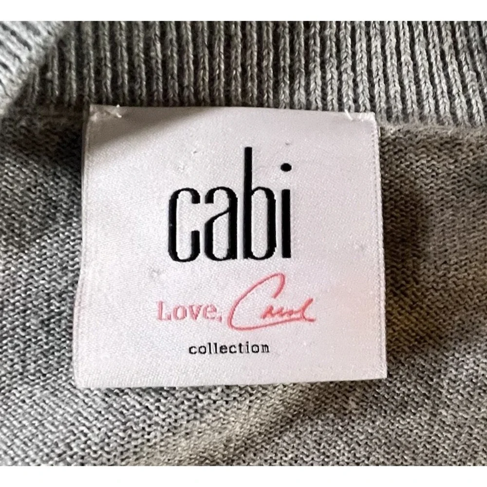 Cabi Love Carol Yellow Gray‎ Lace Hem Mixed Media Cardigan Sweater Women's M
